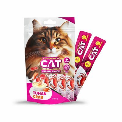 EUROGOLD CAT KREMA SIVI ÖDÜLÜ TUNA-YENGEÇLİ 5x15 GR 5 Lİ*12